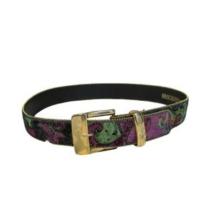 Vintage 80s Bonded Leather Belt‎ Velvet Buckle Absolutely Fresh